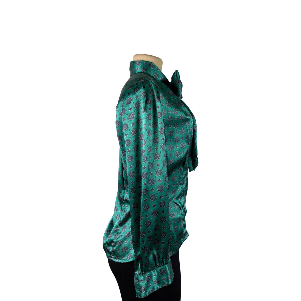 Oscar De La Renta Womens Green Bow Blouse Vintage Retro Style Top Sz 6