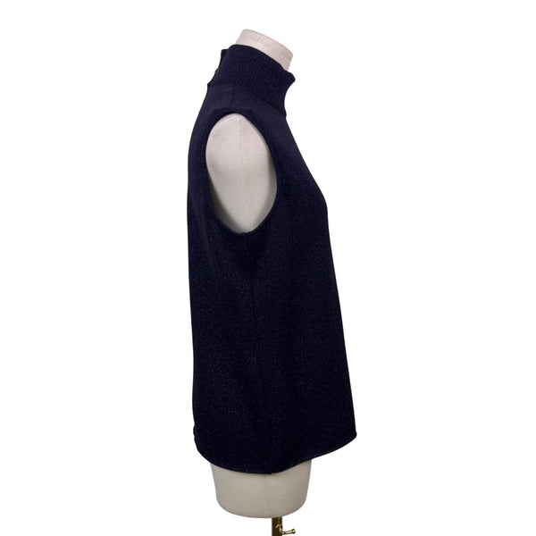 Escada Purple Frostfox Fur Cuff Glitter Set Turtleneck Vest Cardigan Sz 40