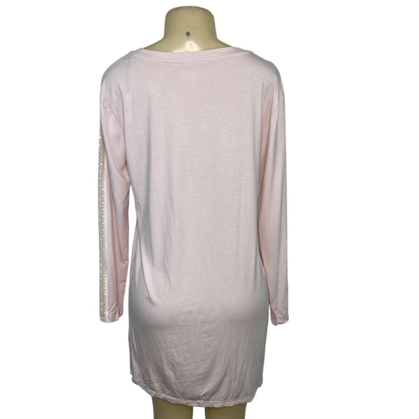 Victorias Secret Light Pink Long-Sleeve Pajama Lace Sleeve Detail Size S - New