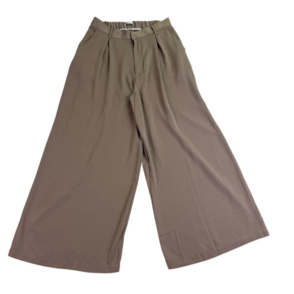 Tronjori Womens Tan Khaki Wide-Leg & Pleated Lightweight Pants Size L