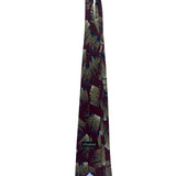 XAndrini Mens Burgundy 100% Silk Abstract Print Tie Italy Blue Gold Neckwear