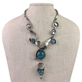 Alisha D Women’s Turquoise Antique Silver-Plated Boho Statement Necklace