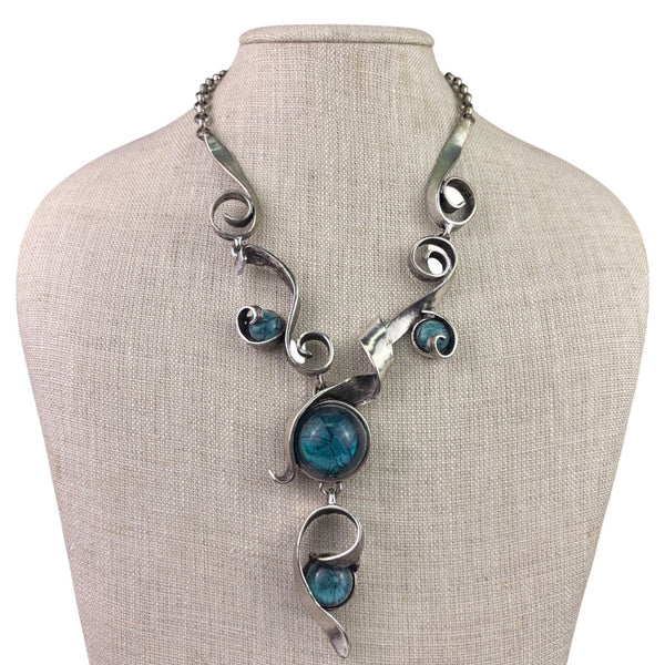 Alisha D Women’s Turquoise Antique Silver-Plated Boho Statement Necklace
