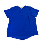 Michael Kors Womens Blue Short Sleeve Layered Hem Top Size 1X