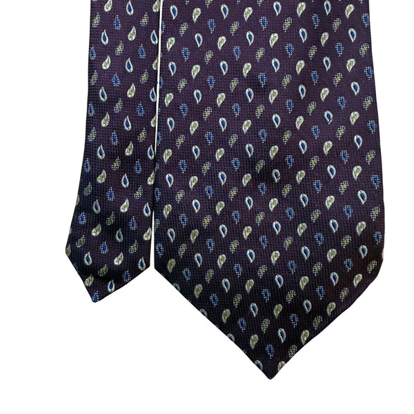Claiborne Mens Burgundy Silk Paisley Necktie Classic Pattern 