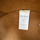 Head N Home Hats Brown Distressed Leather Steampunk Top W/ Feather Stoker Size S