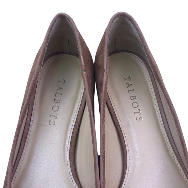 Talbots Women’s Brown Suede Leather Avery Buckle Flats Shoes Size 8M
