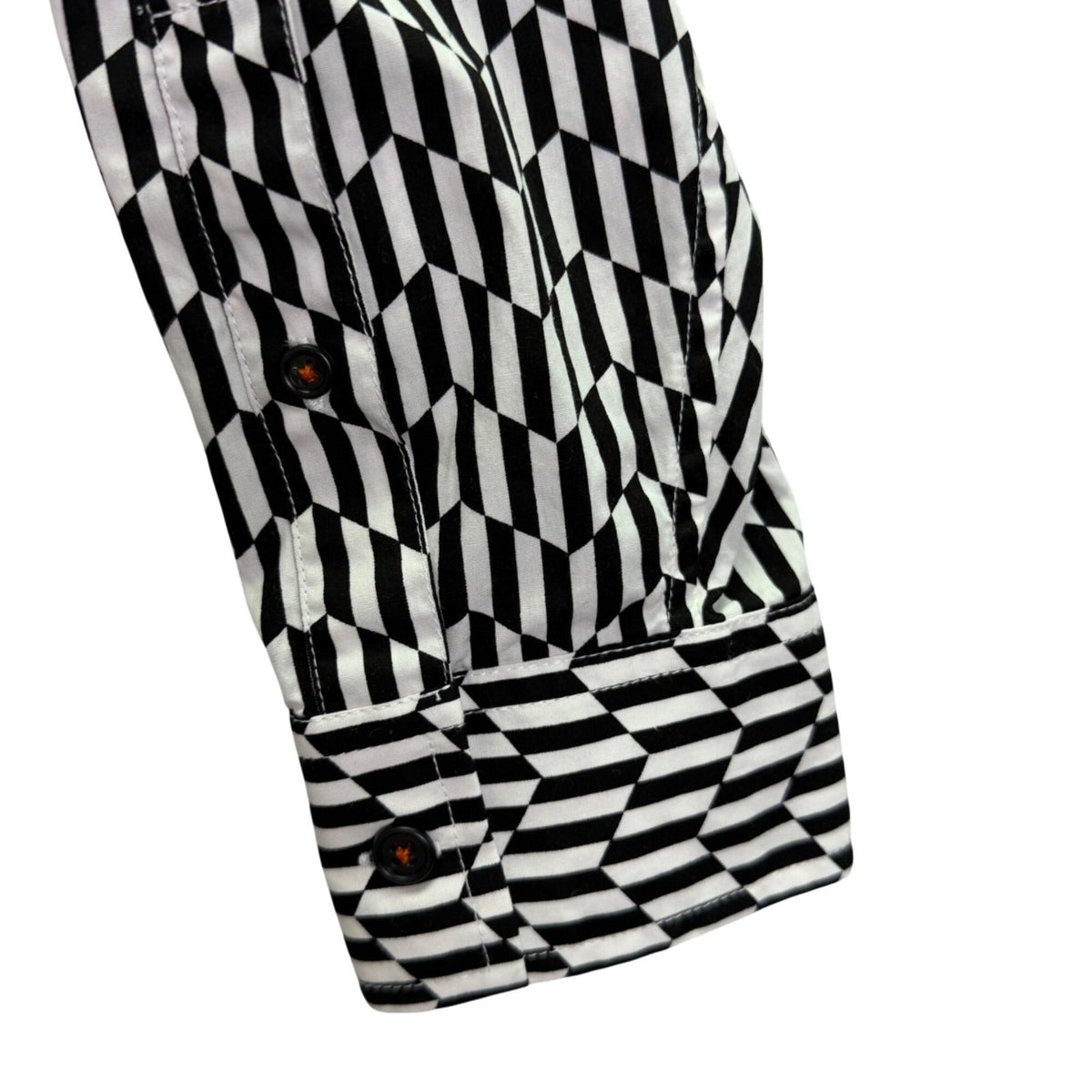 Michael Kors Mens Black & White Cotton Collared Button-Up Long Sleeve Shirt Sz L