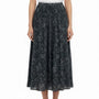 Coldwater Creek Womens Black Floral Pleated Long Skirt Lightweight Size M
