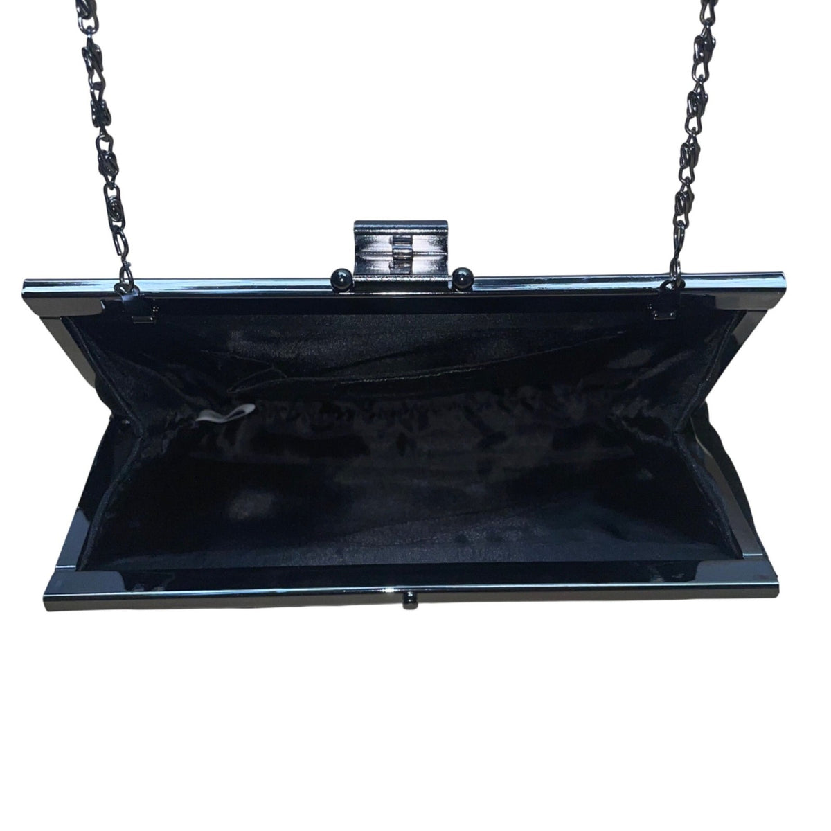 Jessica McClintock Women’s Black Satin With Chain Strap  Evening Clutch Handbag