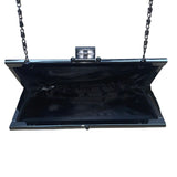 Jessica McClintock Women’s Black Satin With Chain Strap  Evening Clutch Handbag