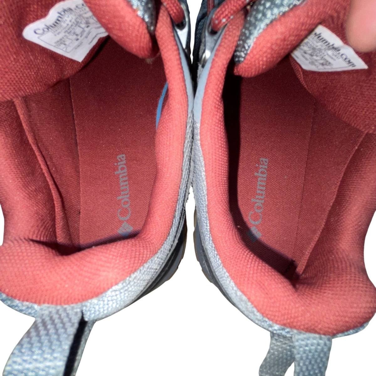 Columbia Women’s Gray & Red Mesh Redmond 3 Waterproof Hiking Shoes Size 8
