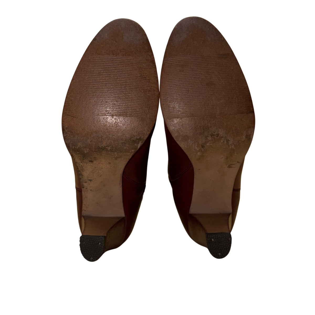 Vintage Made In Brazil Women's Burgundy Leather Knee-High Heeled Boots Size 7.5M