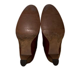 Vintage Made In Brazil Women's Burgundy Leather Knee-High Heeled Boots Size 7.5M