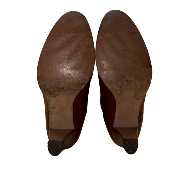 Vintage Made In Brazil Women's Burgundy Leather Knee-High Heeled Boots Size 7.5M
