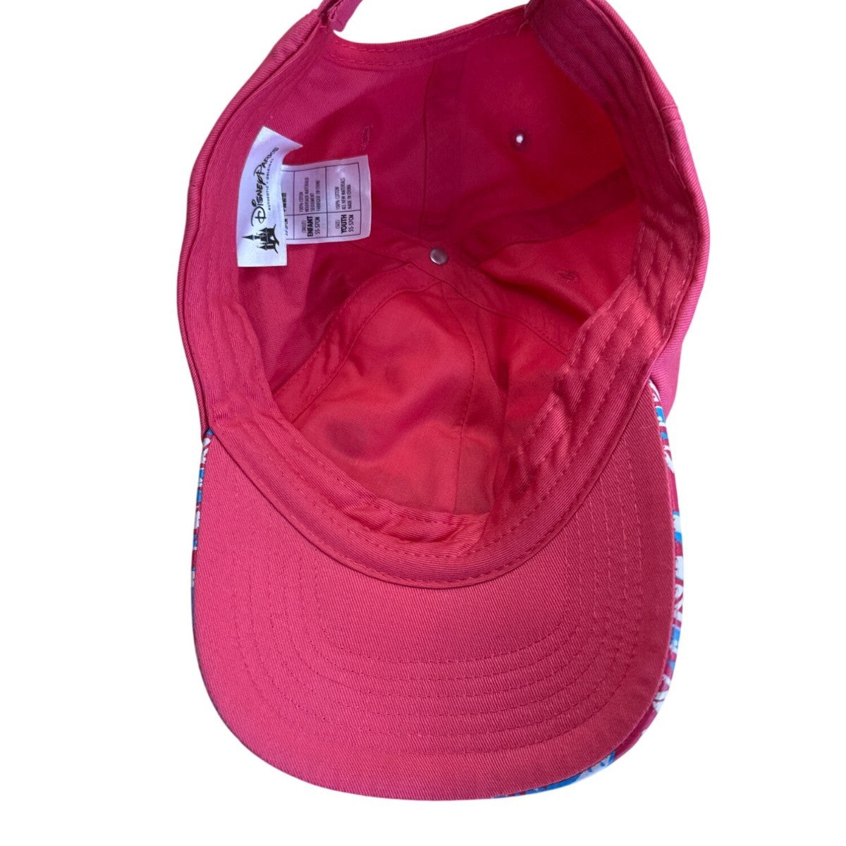 Disney Parks Minnie Mouse Youth Red Cap With Patterned Brim & Embroidered Design