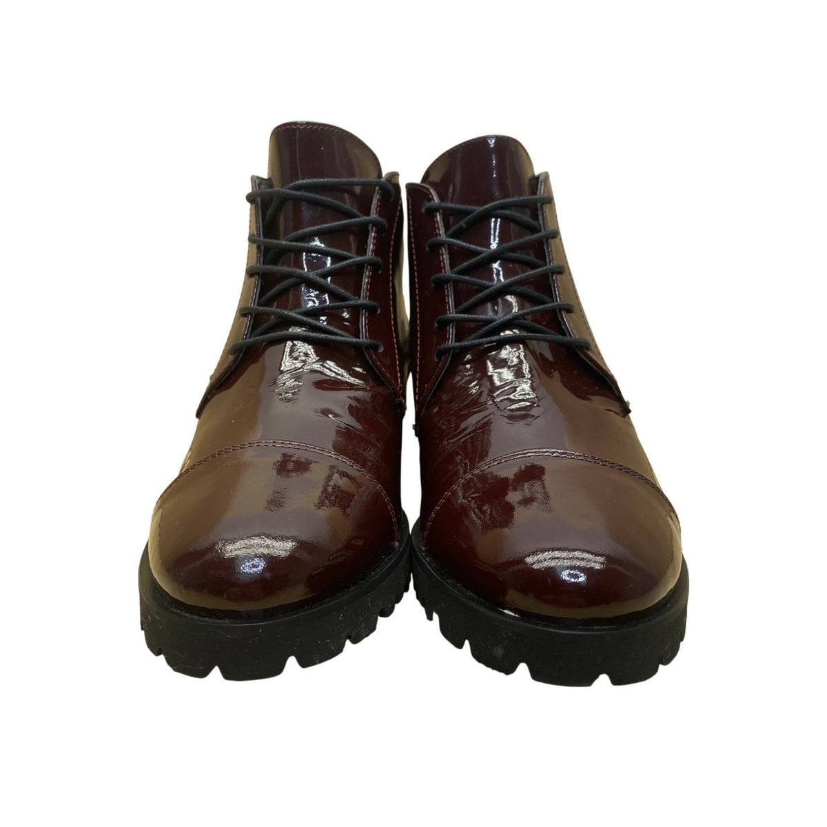 Amalfi Women’s Burgundy Patent Leather Lace-Up Ankle Boots Size 9.5N