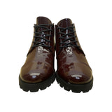 Amalfi Women’s Burgundy Patent Leather Lace-Up Ankle Boots Size 9.5N