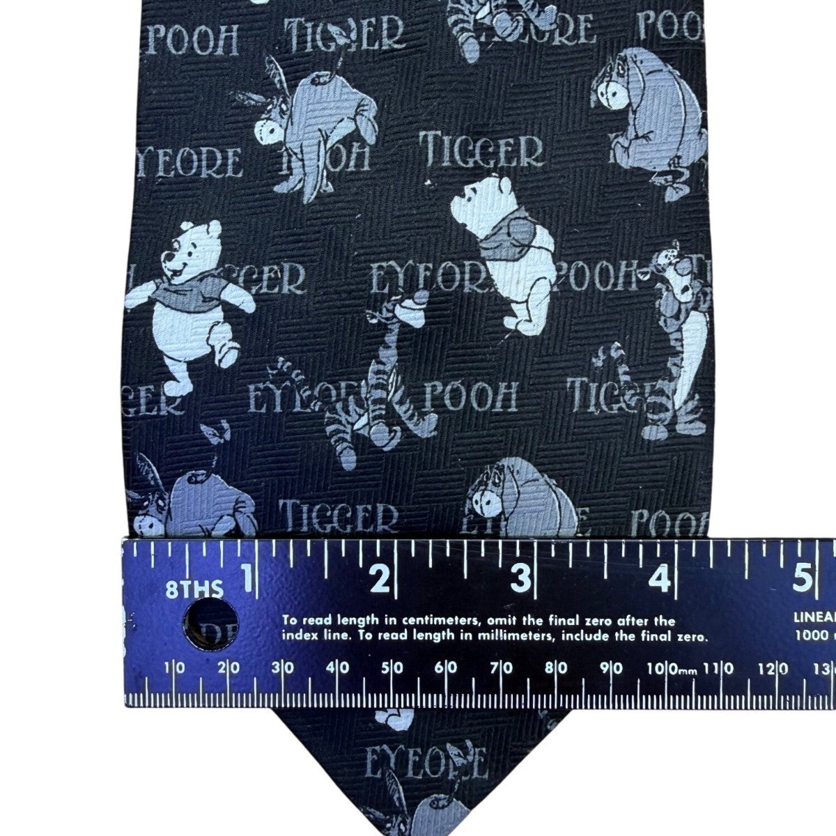 Disney Men Black Polyester Winnie The Pooh & Friends Pattern Novelty Tie
