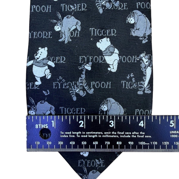 Disney Men Black Polyester Winnie The Pooh & Friends Pattern Novelty Tie