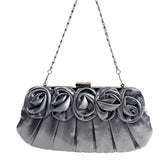 Jessica McClintock Women's Satin Silver Chain Strap Rosaria Clutch Sz S- NWT