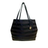Tommy Hilfiger Women’s Black Striped Nylon & Leather Everyday Tote Bag