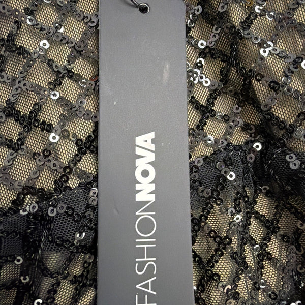 Fashion Nova Womens Black Sequined Stretch Dress Party Evening Size 1X