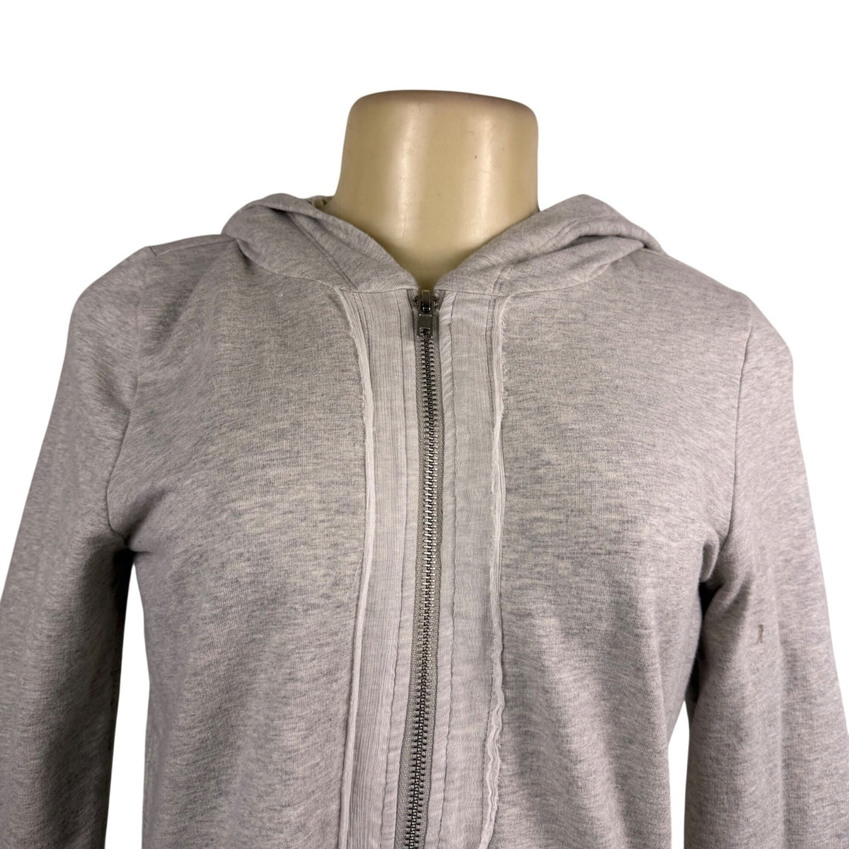 LoveAndliberTy Womens Gray Cotton/Spandex Lace Trim Hooded Zip-Up Sweater Size S