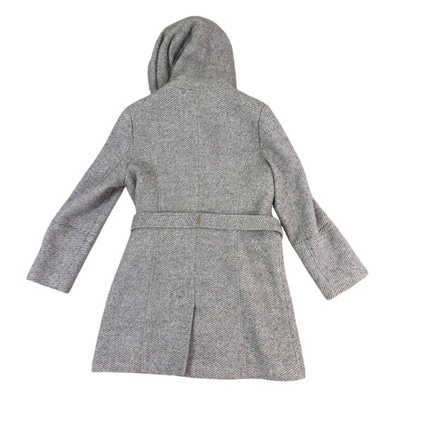 Calvin Klein Womens Gray Hooded Belted Coat Wool Blend Sz XL