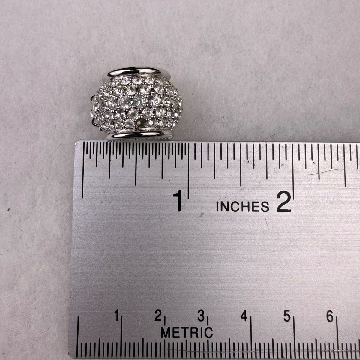 Swarovski Womens Silver Tone Crystal Pave Clip-On Earrings Polished Vintage Styl