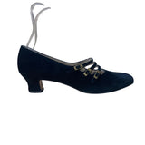 Salvatore Ferragamo Women’s Black Suede Strapped Low Heel Pumps Size 9.5AA
