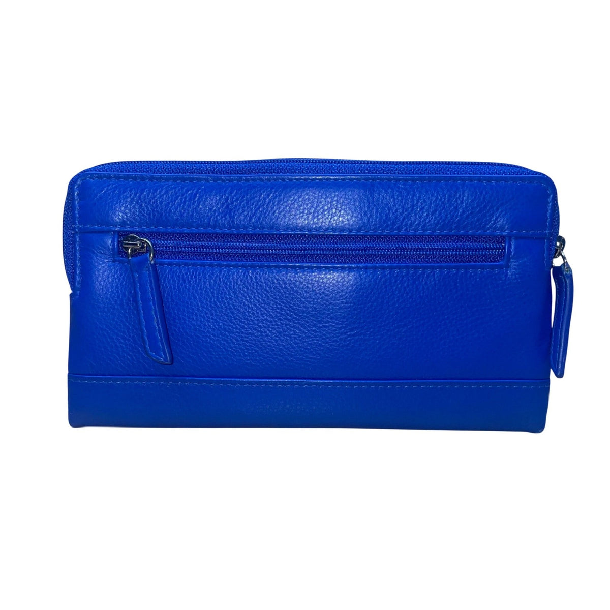 ili New York Women’s Cobalt Blue Genuine Leather Zip Closure RFID Wallet