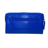 ili New York Women’s Cobalt Blue Genuine Leather Zip Closure RFID Wallet