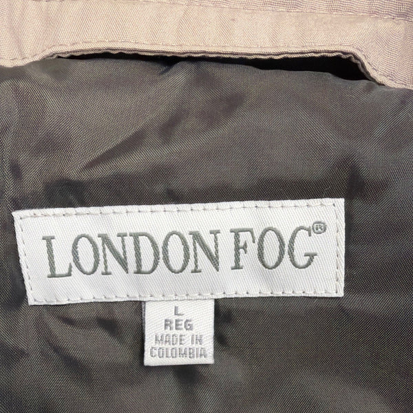 London Fog Mens Taupe Coat Trench With Collar Button-Front Size L 