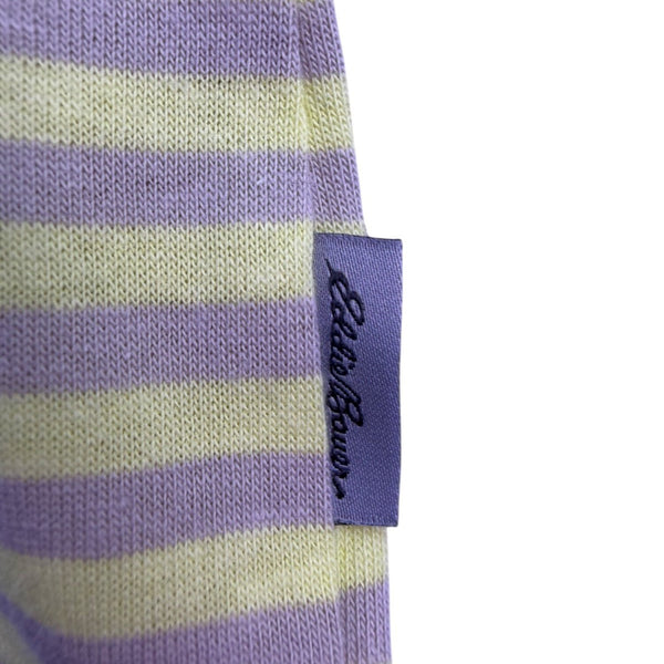 Eddie Bauer Womens Yellow & Gray Cotton Striped Short Sleeve T-Shirt Size L