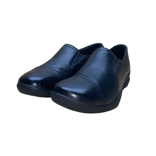 Clarks Women’s Black Leather Elastic Panels Slip-On In-Motion Shoes Size 7M