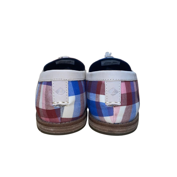 Sperry Women’s Red & Blue Plaid Saybrook Tassel Loafers Flat Shoes Size 9.5-New