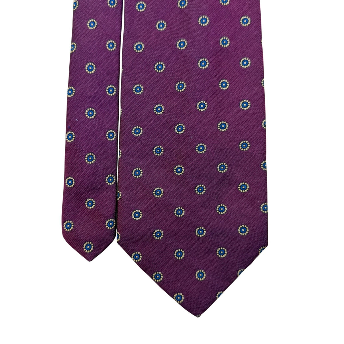 John Ashford Mens Purple Silk Floral Print Tie 3.5" Wide