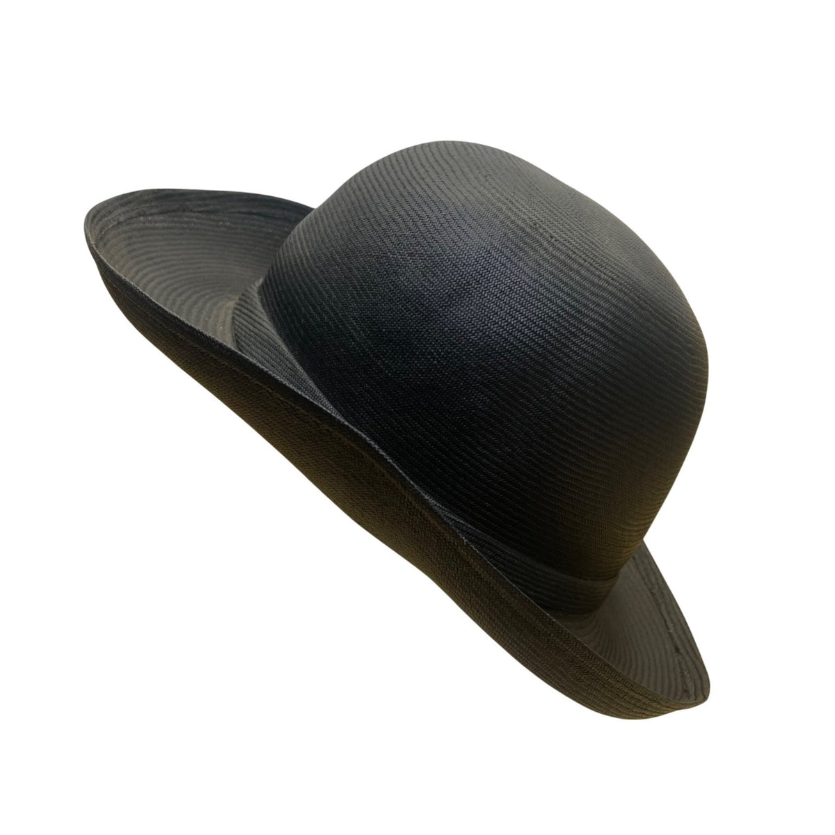 Adolfo II Womens Black Straw Bowler Hat Woven Ribbon Bow Accent Vintage Style