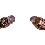 Two-Tone Womens Crystal-Accented Cable Cuff Bracelet Gold & Silver Plated