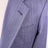 Christian Mens Navy Virgin Wool Pinstripe Suit Jacket & Pants Two Piece Set