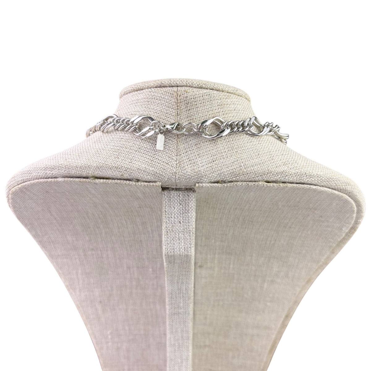Vintage Monet Womens Silver Tone Chain Necklace 1980s Chunky Link Design