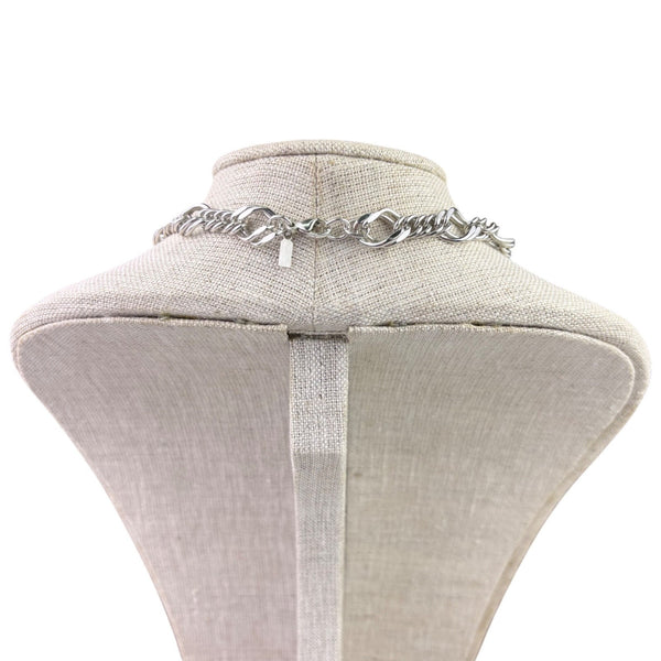 Vintage Monet Womens Silver Tone Chain Necklace 1980s Chunky Link Design