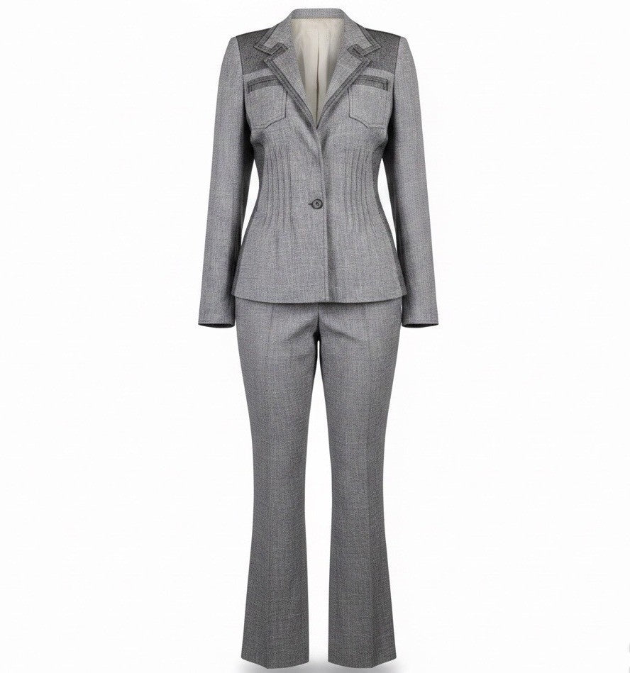 Elie Tahari Womens Gray Blazer & Pants Suit  Stretch Elevated Look Size 2