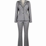 Elie Tahari Womens Gray Blazer & Pants Suit  Stretch Elevated Look Size 2