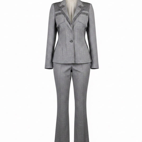 Elie Tahari Womens Gray Blazer & Pants Suit  Stretch Elevated Look Size 2