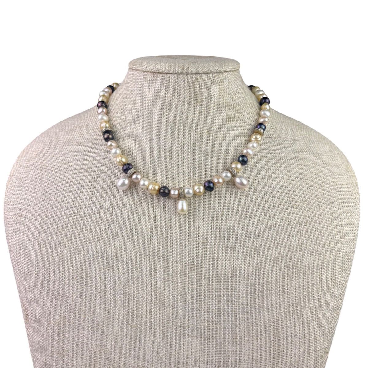 Pasina Womens Multicolor Freshwater Pearl Necklace Modern Bead Design