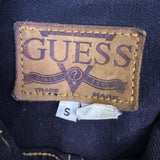 Guess Womens Black Denim Jacket Fitted Button-Up Casual Cotton Outerwear Size S