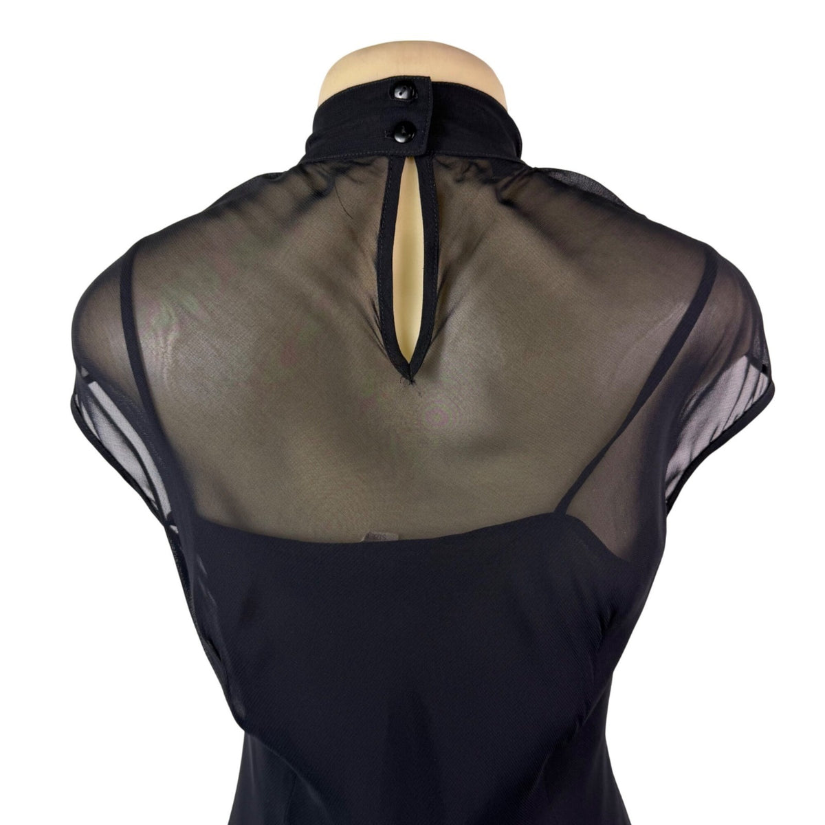 Donna Ricco Womens Black Cap Sleeve Maxi Dress Elegant Design Sz 6