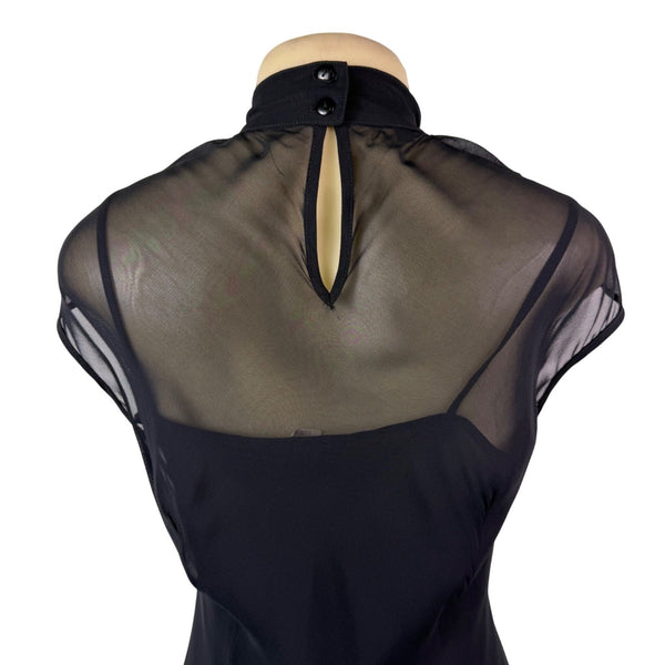 Donna Ricco Womens Black Cap Sleeve Maxi Dress Elegant Design Sz 6